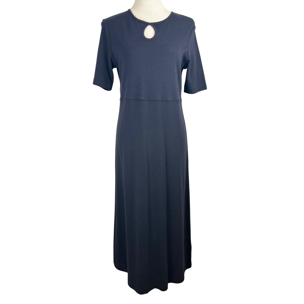 Talbots Dress Maxi Empire Waist Keyhole Cutout Black Women Petite P